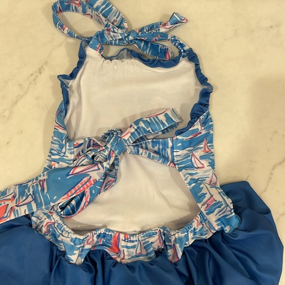 Navy Sailboat Print Girl Swim no size (kids M) - Picture 6 of 11